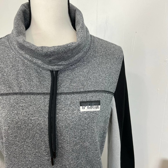 VS PINK Ultimate Cowl Neck Sweatshirt Sz L Heather Grey Active Victoria's Secret - Picture 5 of 9